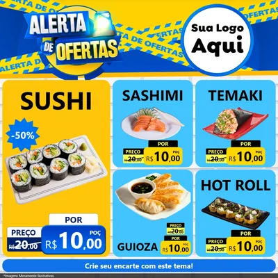 Modelo de Rede Social para Feed Facebook com o tema Alerta de Ofertas para Comida japonesa
