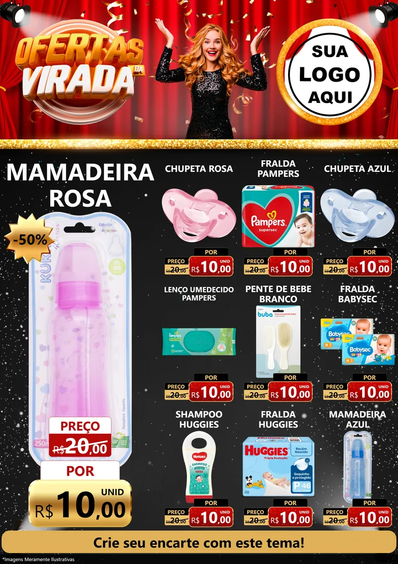 Modelo de Encarte para Encarte A4 Vertical com o tema Ofertas da Virada para Bebês