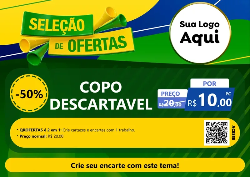 Modelo de Cartaz para Cartaz A4 Horizontal com o tema Seleção de Ofertas - Copa para Embalagens
