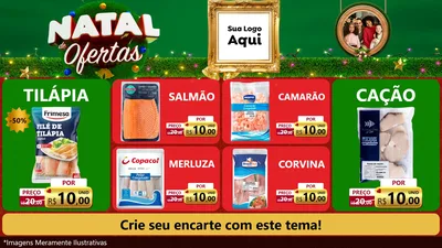 Modelo de TV para TV Horizontal com o tema Natal de Ofertas para Peixaria
