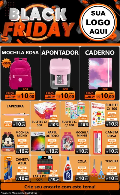 Modelo de Encarte para Encarte Grande com o tema Black Friday para Papelaria