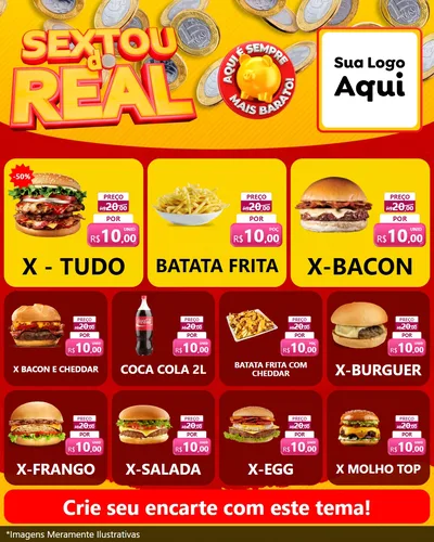 Modelo de Rede Social para Feed Instagram com o tema Sextou do Real para Hamburgueria