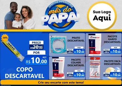 Modelo de Encarte para Encarte A4 Horizontal com o tema Ofertas Imperdíveis Mês Do Papai para Embalagens