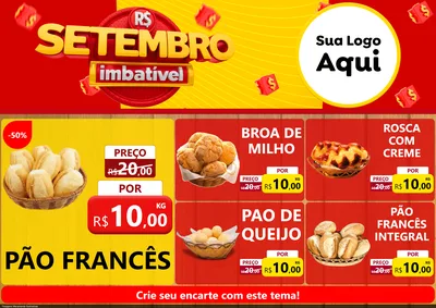 Modelo de Encarte para Encarte A4 Horizontal com o tema Setembro Imbatível para Padaria