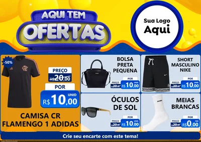 Modelo de Encarte para Encarte A4 Horizontal com o tema Aqui Tem Ofertas para Roupas e acessórios