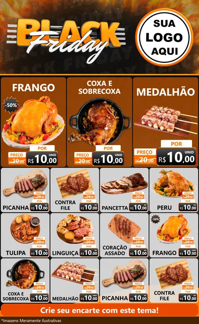 Modelo de Encarte para Encarte Grande com o tema Black Friday para Assados