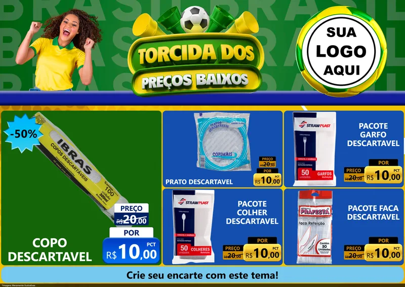 Modelo de Encarte para Encarte A4 Horizontal com o tema Torcida dos Preços Baixos para Embalagens