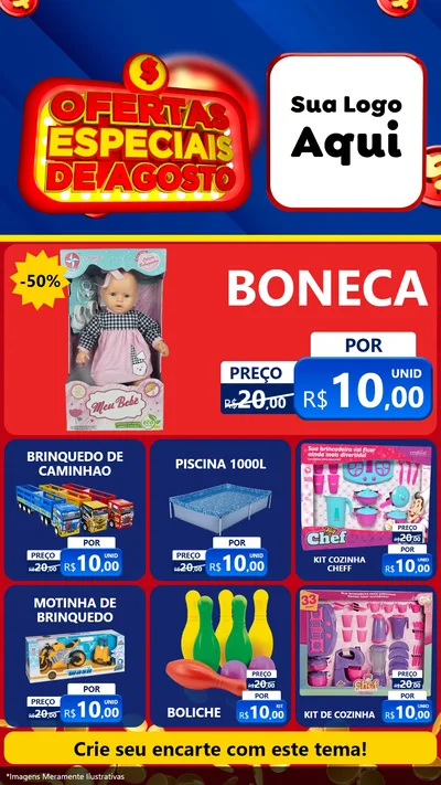 Modelo de Rede Social para Stories com o tema Ofertas Especiais de Agosto para Brinquedos