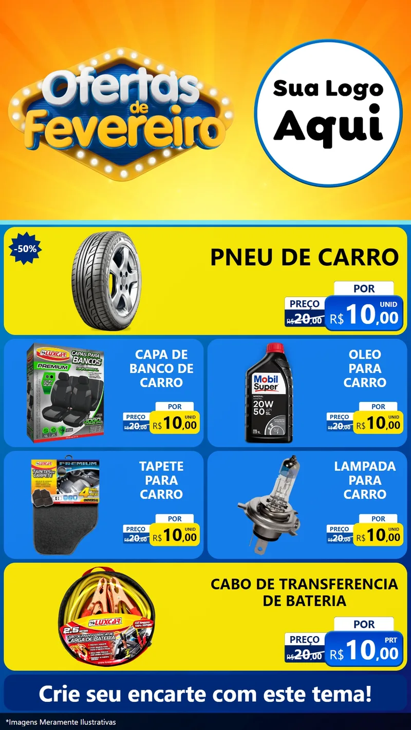 Modelo de TV para TV Vertical com o tema Ofertas de Fevereiro para Auto peças