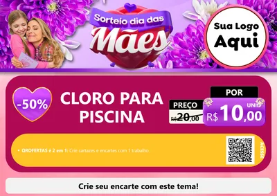 Modelo de Cartaz para Cartaz A4 Horizontal com o tema Sorteio Dia das Mães para Produtos para Piscina