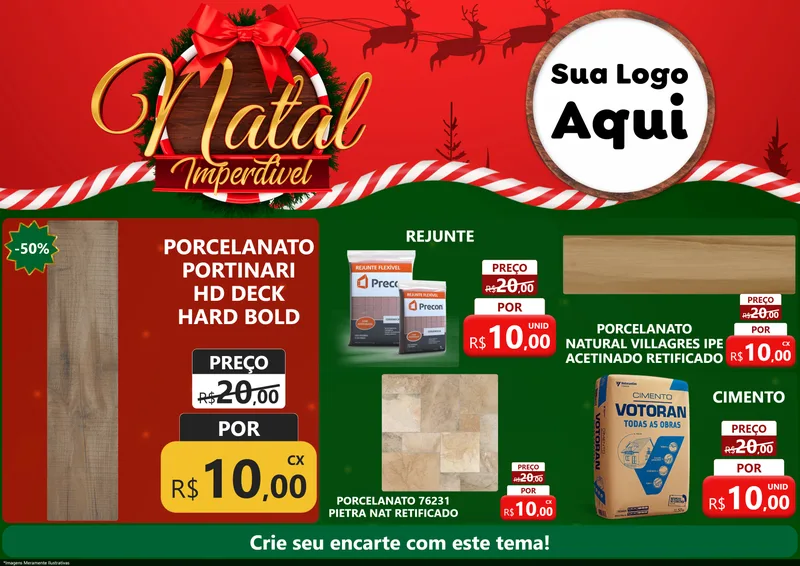 Modelo de Encarte para Encarte A4 Horizontal com o tema Natal Imperdível para Pisos e revestimentos