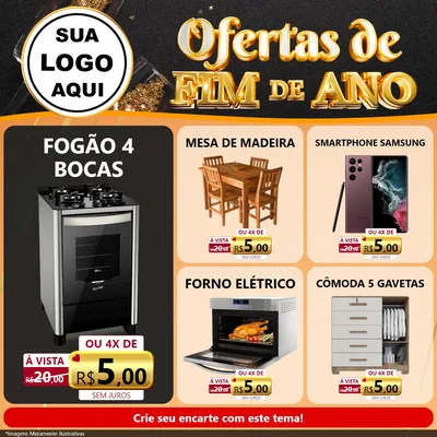 Modelo de Rede Social para Feed Facebook com o tema Ofertas de Fim de Ano para Móveis e Eletro