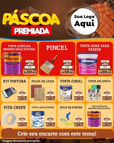Modelo de Rede Social para Feed Instagram com o tema Páscoa Premiada para Tintas e Ferramentas