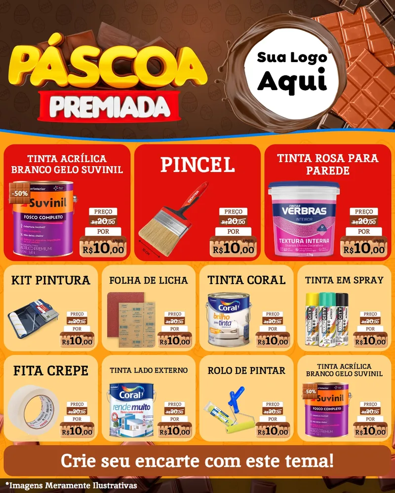 Modelo de Rede Social para Feed Instagram com o tema Páscoa Premiada para Tintas e Ferramentas