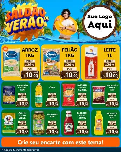 Modelo de Rede Social para Feed Instagram com o tema Saldão de Verão para Supermercado
