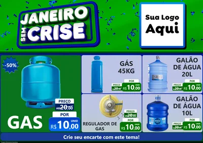 Modelo de Encarte para Encarte A4 Horizontal com o tema Janeiro Sem Crise para Água e gás