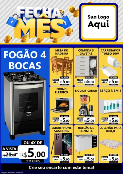 Modelo de Encarte para Encarte A4 Vertical com o tema Fecha Mês para Móveis e Eletro