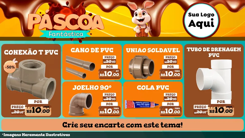 Modelo de TV para TV Horizontal com o tema Páscoa Fantástica para Tubos e conexões