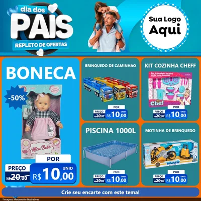 Modelo de Rede Social para Feed Facebook com o tema Dia Dos Pais Repleto de Ofertas para Brinquedos