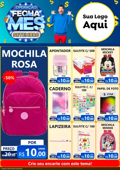 Modelo de Encarte para Encarte A4 Vertical com o tema Operação Fecha Mês Setembro para Papelaria