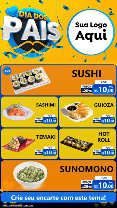 Modelo de TV para TV Vertical com o tema Dia dos Pais para Comida japonesa