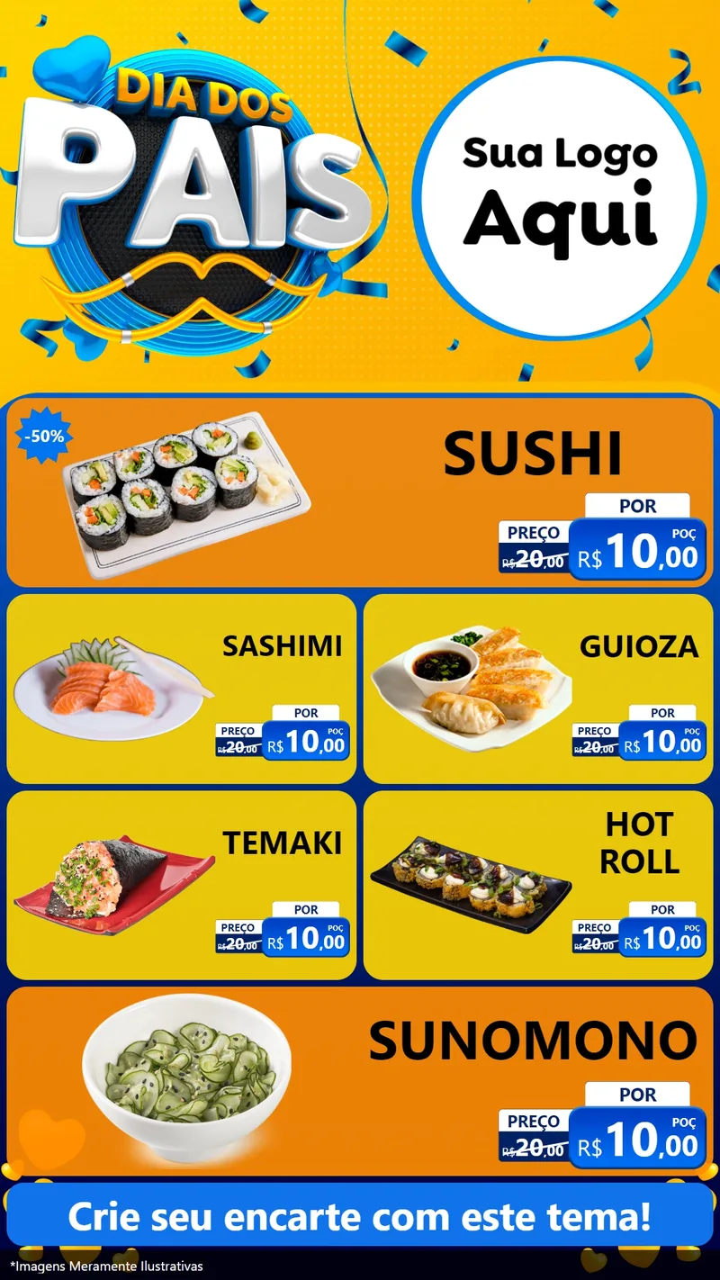 Modelo de TV para TV Vertical com o tema Dia dos Pais para Comida japonesa
