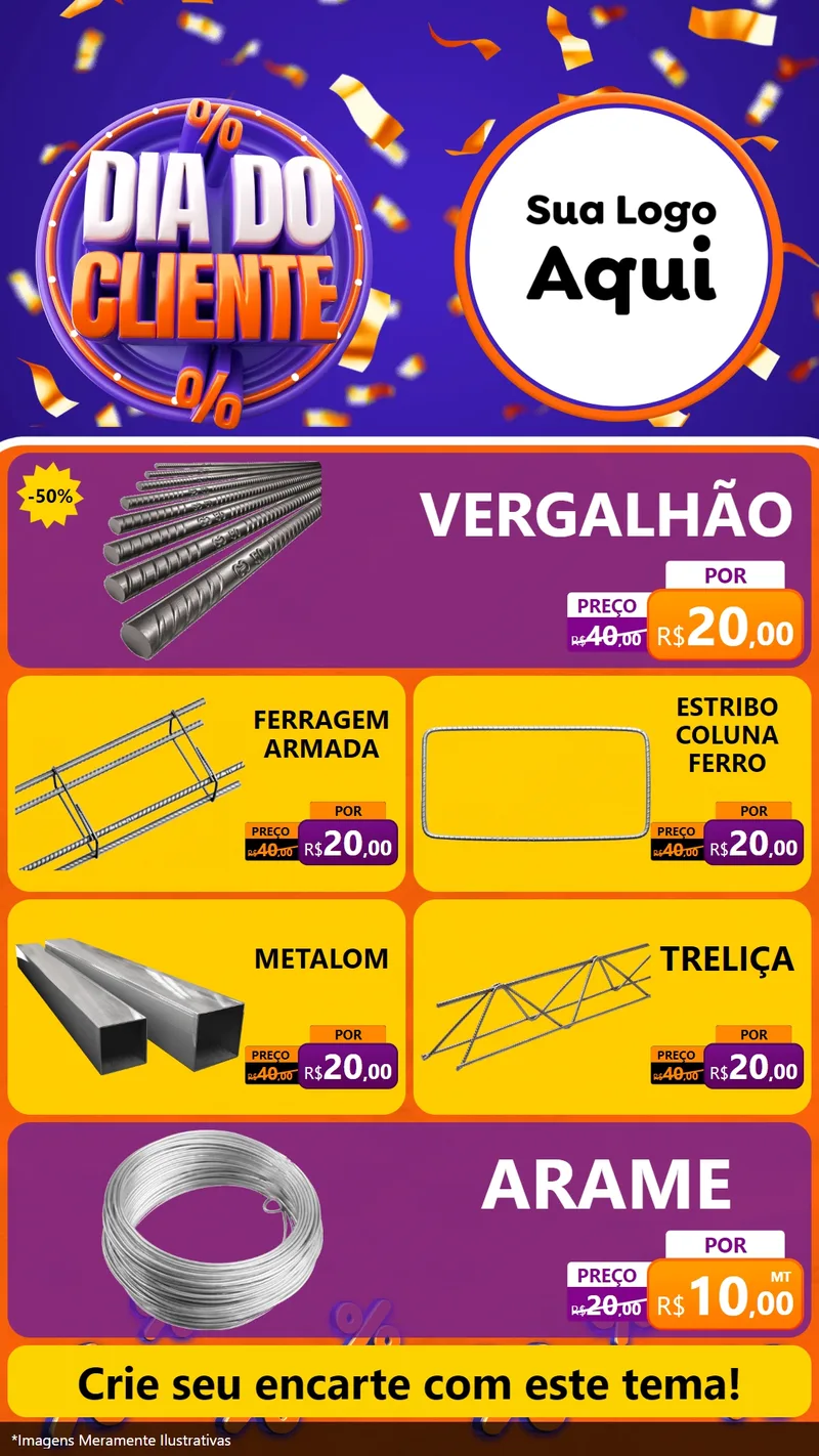 Modelo de TV para TV Vertical com o tema Dia do Cliente para Ferragens