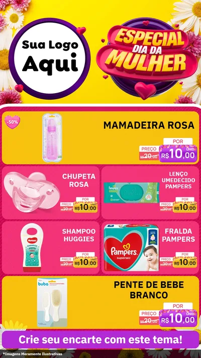 Modelo de TV para TV Vertical com o tema Especial Dia da Mulher para Bebês