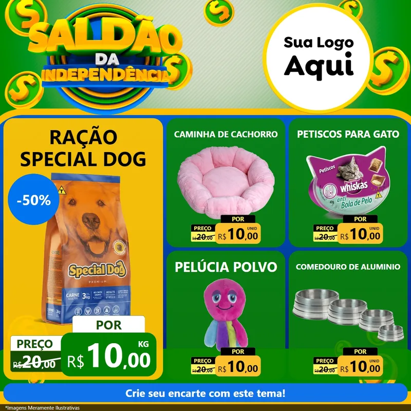 Modelo de Rede Social para Feed Facebook com o tema Saldão da Indepêndencia para Pet Shop