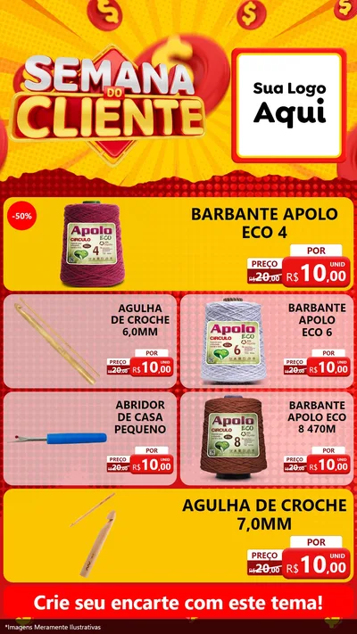 Modelo de TV para TV Vertical com o tema Semana do Cliente para Armarinho e Aviamentos