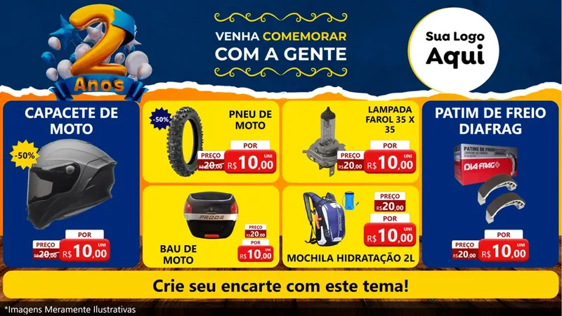Modelo de TV para TV Horizontal com o tema Aniversário de 2 anos para Moto peças
