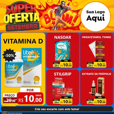 Modelo de Rede Social para Feed Facebook com o tema Super Oferta Setembro para Farmácia
