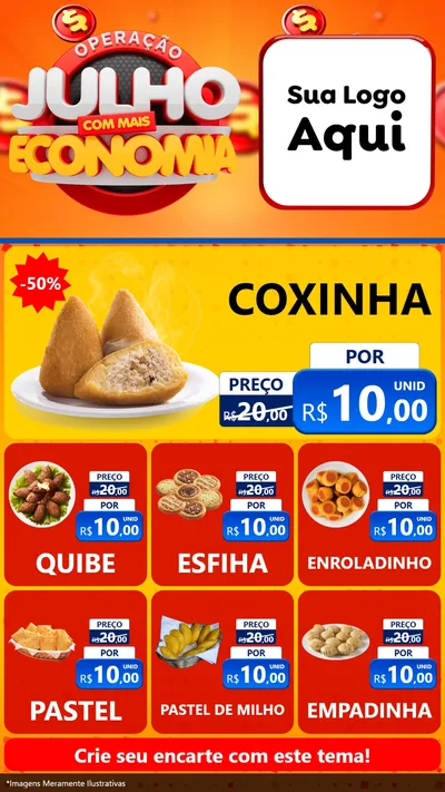 Modelo de Rede Social para Stories com o tema Operação Julho Com Mais Economia para Salgadaria