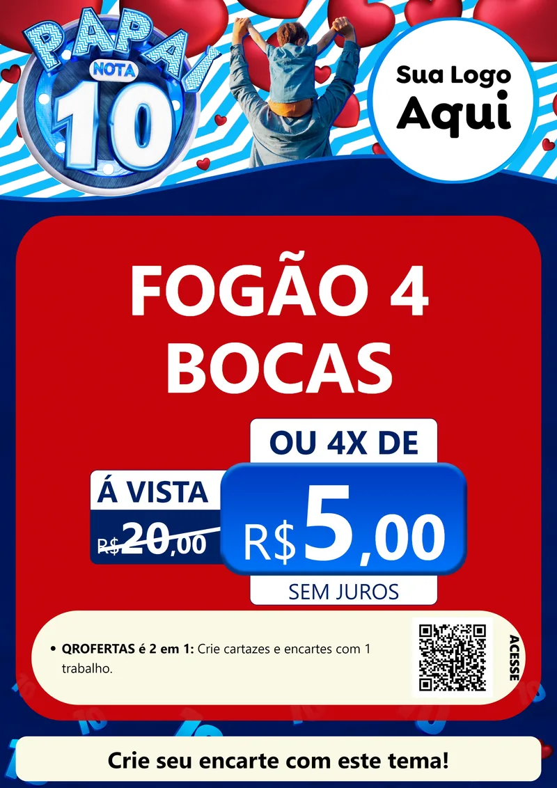 Modelo de Cartaz para Cartaz A4 Vertical com o tema Papai Nota 10 para Móveis e Eletro