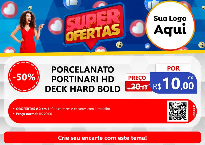 Modelo de Cartaz para Cartaz A4 Horizontal com o tema Super Ofertas para Pisos e revestimentos