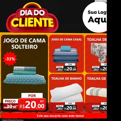 Modelo de Rede Social para Feed Facebook com o tema Dia do Cliente para Cama, Mesa e Banho