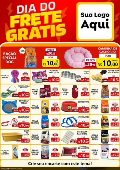 Modelo de Encarte para Encarte A4 Vertical com o tema Dia do Frete Grátis para Pet Shop