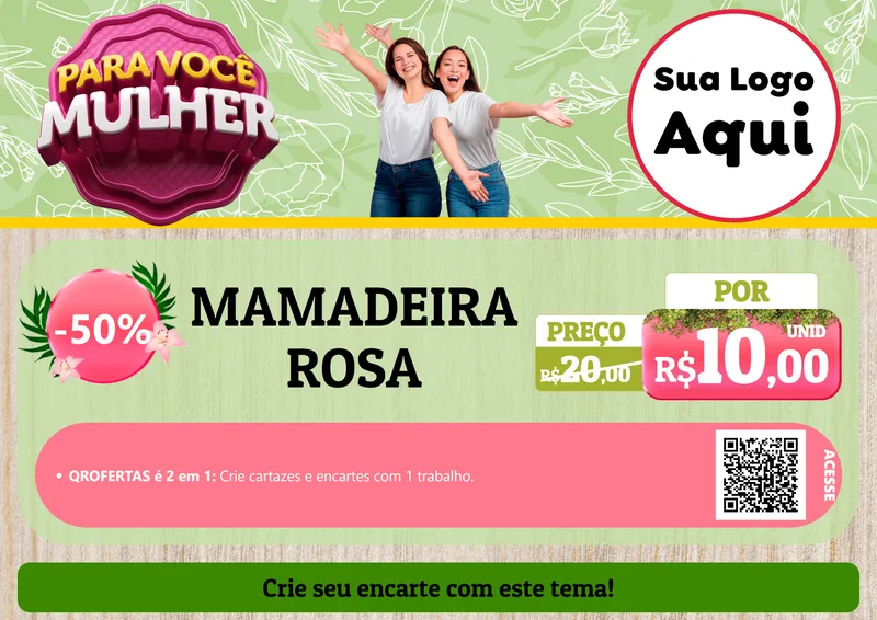 Modelo de Cartaz para Cartaz A4 Horizontal com o tema Para Você Mulher para Bebês