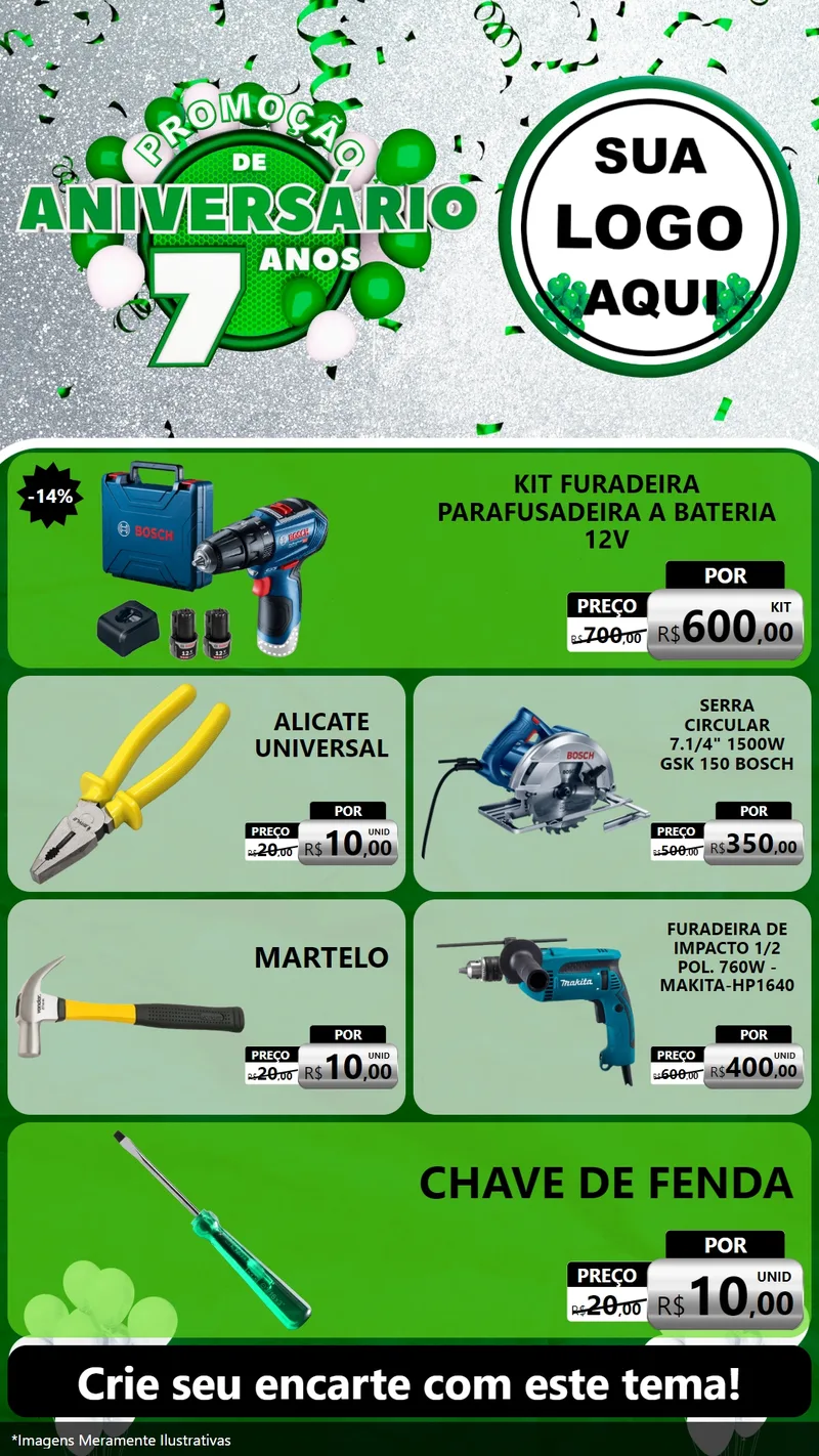 Modelo de TV para TV Vertical com o tema Promoção de Aniversário - 7 Anos para Maquinas e Ferramentas