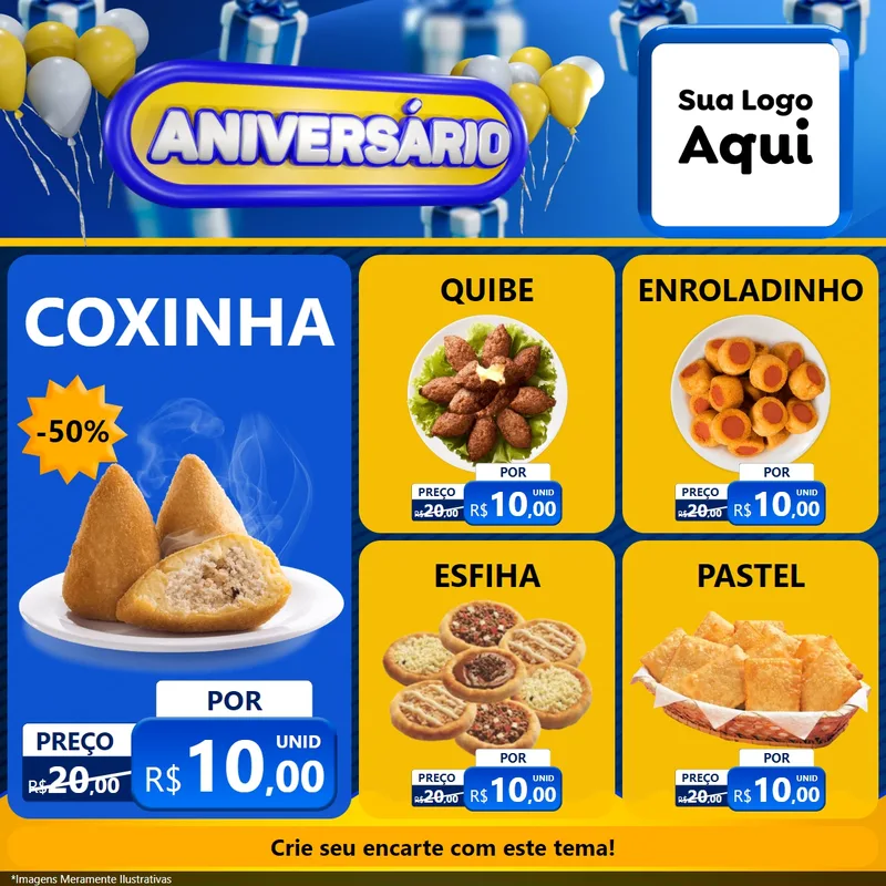 Modelo de Rede Social para Feed Facebook com o tema Aniversário para Salgadaria