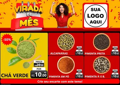 Modelo de Encarte para Encarte A4 Horizontal com o tema Virada de Mês para Produtos Naturais
