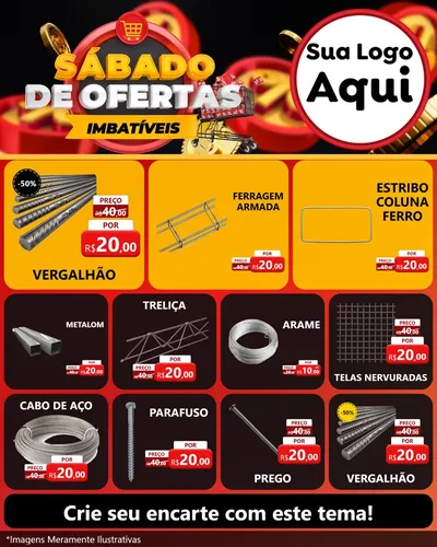 Modelo de Rede Social para Feed Instagram com o tema Sábado de Ofertas Imbatíveis para Ferragens