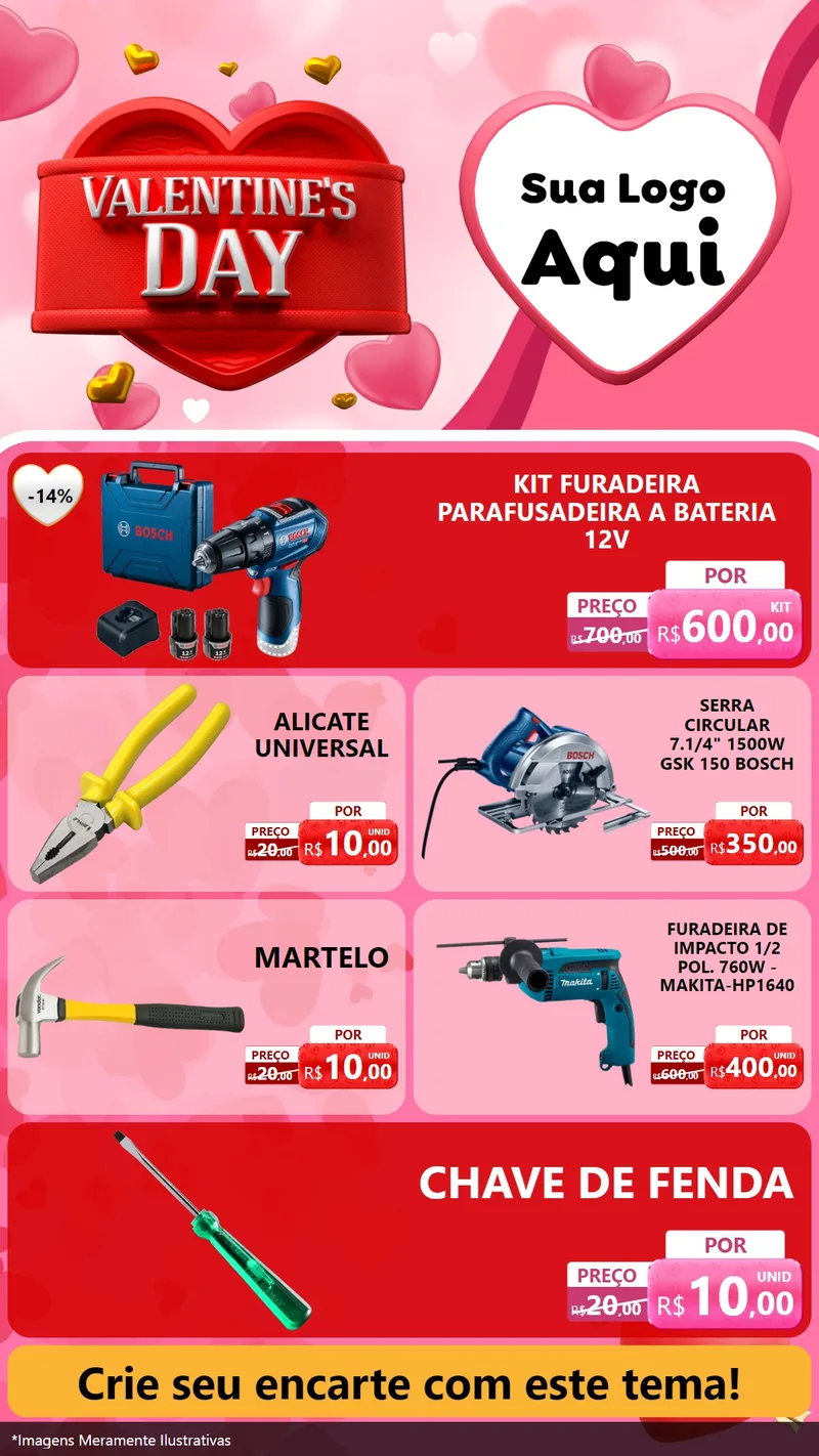 Modelo de TV para TV Vertical com o tema Valentine's Day para Maquinas e Ferramentas