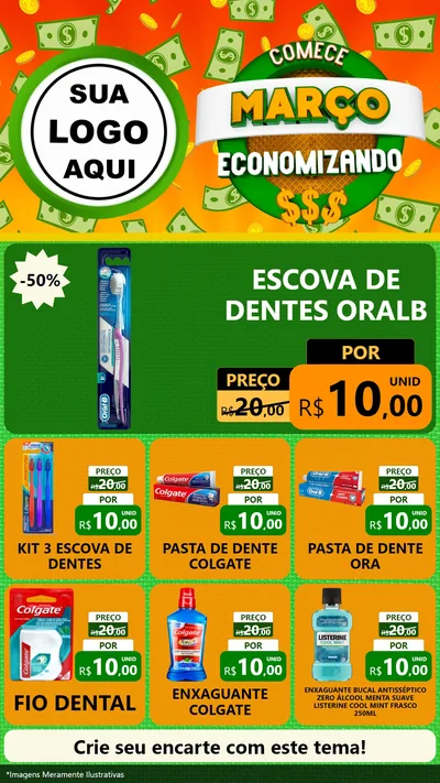 Modelo de Rede Social para Stories com o tema Comece Março Economizando para Higiene Pessoal