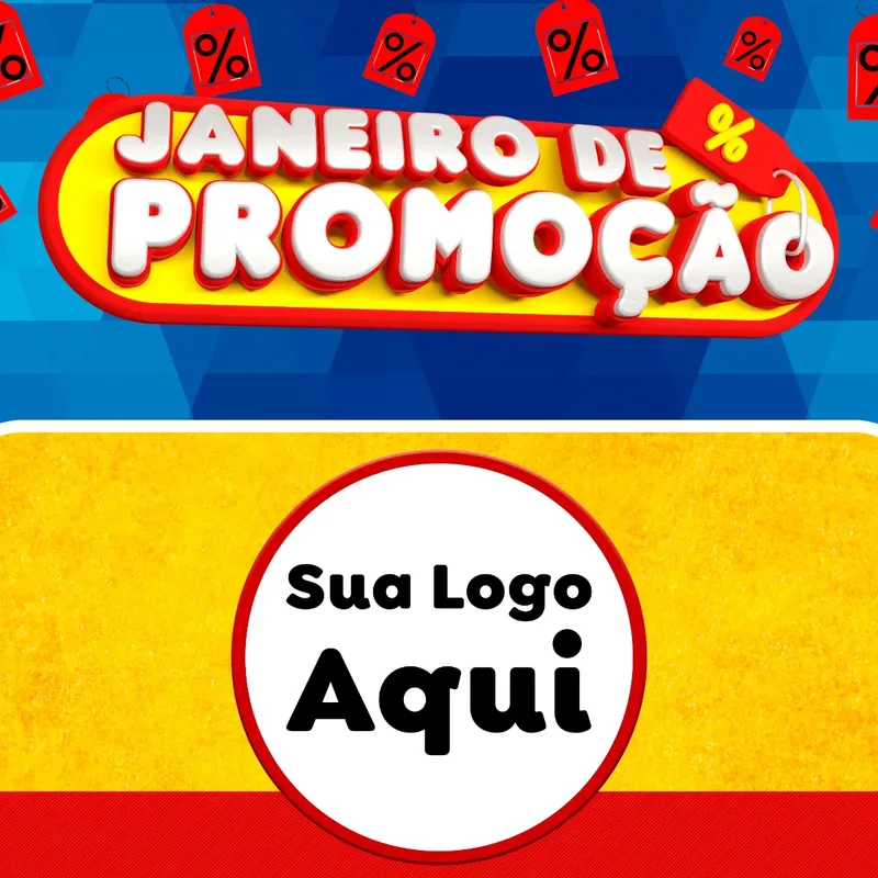 Modelo de Rede Social para Feed Facebook com o tema Janeiro de Promoção para Supermercado