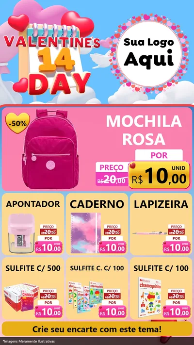 Modelo de Rede Social para Stories com o tema Valentine's Day para Papelaria