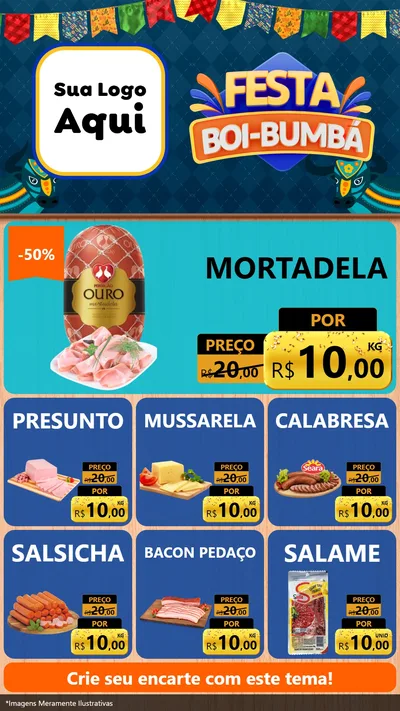 Modelo de Rede Social para Stories com o tema Festa Boi Bumbá para Frios e Laticínios