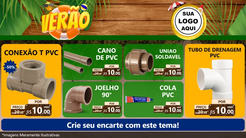 Modelo de TV para TV Horizontal com o tema Verão para Tubos e conexões