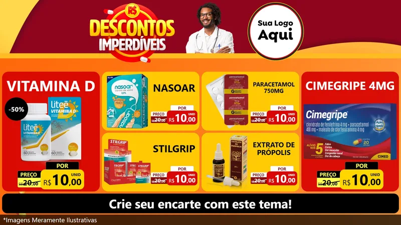 Modelo de TV para TV Horizontal com o tema Descontos Imperdíveis para Farmácia