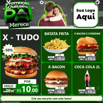 Modelo de Rede Social para Feed Facebook com o tema Promoção Que seu Pai Merece para Hamburgueria